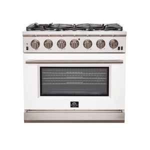 FORNO Capriasca 36" 5.36 cu. ft. Gas Range with 6 Italian Burners in White, FFSGS6260-36WHT