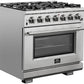 FORNO Package - 36" Dual Fuel Range, Range Hood, Refrigerator, Microwave, Dishwasher, Wine Cooler, AP-FFSGS6187-36-9