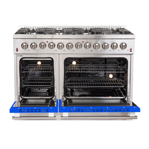 FORNO Galiano 48" 6.58 cu. ft. Dual Fuel Range with 8 Italian Burners in Blue, FFSGS6156-48BLU