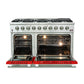 FORNO Galiano 48" 6.58 cu. ft. Gas Range with 8 Italian Burners in Red, FFSGS6244-48RED