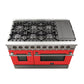 FORNO Galiano 48" 6.58 cu. ft. Gas Range with 8 Italian Burners in Red, FFSGS6244-48RED