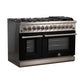 FORNO Capriasca 48" 6.58 cu. ft. Dual Fuel Range with 8 Italian Burners in Black, FFSGS6187-48BLK