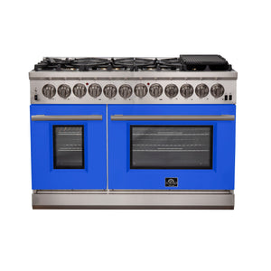 FORNO Capriasca 48" 6.58 cu. ft. Dual Fuel Range with 8 Italian Burners in Blue, FFSGS6187-48BLU