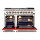 FORNO Capriasca 48″ 6.58 cu. ft. Gas Range with 8 Italian Burners in Red, FFSGS6260-48RED