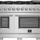 FORNO Appliance Package - 48 Inch Gas Burner/Electric Oven Pro Range, Wall Mount Range Hood, Microwave Drawer, AP-FFSGS6187-48-3