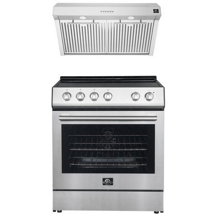 FORNO Espresso Package - 30" Electric Range and Range Hood in Stainless Steel, FBDL-002-01US