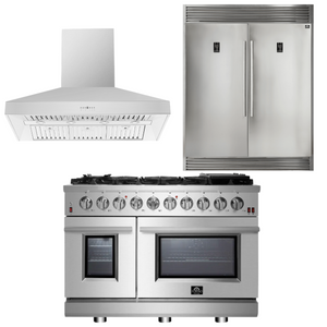 FORNO Appliance Package - 48" Gas Range, Range Hood, 60" Refrigerator, AP-FFSGS6239-48-6