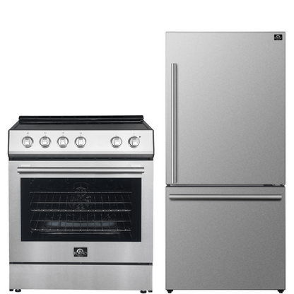 FORNO Espresso Package - 30" Electric Range and Refrigerator in Stainless Steel, FBDL-003-01US