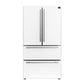 FORNO Espresso Package - 30" Electric Range, Range Hood and Refrigerator in White with Stainless Steel Handles