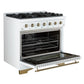 FORNO Antico 36" 4.5 cu. ft. Dual Fuel Range with 6 Sealed Burners in White with Antique Brass Accents, FFSGS6113-36WHT