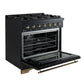 FORNO Antico 36" 4.5 cu. ft. Gas Range with 6 Sealed Burners in Black with Antique Brass Accents, FFSGS6219-36BLK