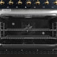 FORNO Antico 36" 4.5 cu. ft. Dual Fuel Range with 6 Sealed Burners in Black with Antique Brass Accents, FFSGS6113-36BLK