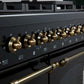 FORNO Antico 48" 5.5 cu. ft. Dual Fuel Range with 8 Sealed Burners and Griddle in Black with Antique Brass Accents, FFSGS6113-48BLK