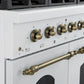 FORNO Antico 48" 5.5 cu. ft. Gas Range with 8 Sealed Burners and Griddle in White with Antique Brass Accents, FFSGS6219-48WHT