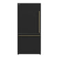 FORNO Espresso Milano 31" 17.2 cu. ft. Left Swing Refrigerator and Bottom Freezer with Ice Maker in Black and Antique Brass Handles, FFFFD1786-31BLK