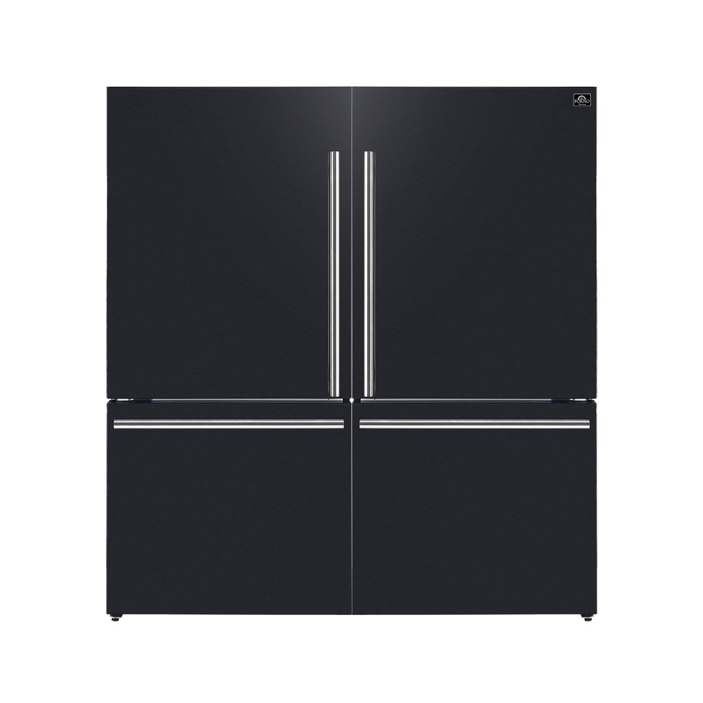 FORNO Espresso Milano 62" 34.4 cu. ft. Side-By-Side Refrigerator with Ice Maker in Black with Stainless Steel Accents, FFFFD1787-60BLK