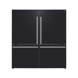 FORNO Espresso Milano 62" 34.4 cu. ft. Side-By-Side Refrigerator with Ice Maker in Black with Stainless Steel Accents, FFFFD1787-60BLK