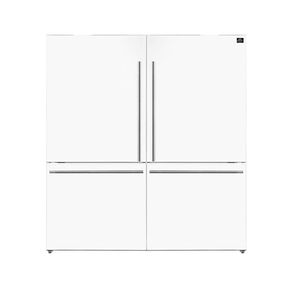 FORNO Espresso Milano 62" 34.4 cu. ft. Side-By-Side Refrigerator with Ice Maker in White with Stainless Steel Accents, FFFFD1787-60WHT