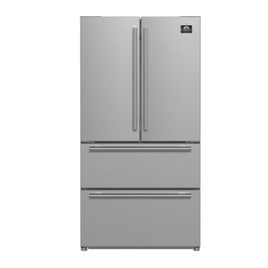 FORNO Moena 36" 19.2 cu. ft. Counter Depth Refrigerator with Ice Maker in Stainless Steel, FFRBI1820-36SB