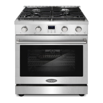 Cosmo Lumin 30" 4.8 cu. ft. Gas Range, 4 Burners, Convection Oven in Stainless Steel, COS-GRC304KB