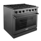 Cosmo Lumin 36" 6.0 cu. ft. Gas Range with 6 Sealed Burners and Convection Oven in Matte Black, COS-GRC366KB-BK