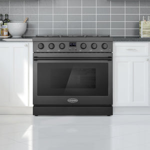 Cosmo Lumin 36" 6.0 cu. ft. Gas Range with 6 Sealed Burners and Convection Oven in Matte Black, COS-GRC366KB-BK
