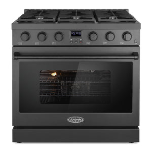 Cosmo Lumin 36" 6.0 cu. ft. Gas Range with 6 Sealed Burners and Convection Oven in Matte Black, COS-GRC366KB-BK