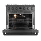 Cosmo Lumin 36" 6.0 cu. ft. Gas Range with 6 Sealed Burners and Convection Oven in Matte Black, COS-GRC366KB-BK