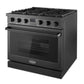 Cosmo Lumin 36" 6.0 cu. ft. Gas Range with 6 Sealed Burners and Convection Oven in Matte Black, COS-GRC366KB-BK
