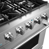 Cosmo Commercial-Style 30" 3.5 cu. ft. Gas Range with 4 Burners and Heavy Duty Cast Iron Grates in Stainless Steel