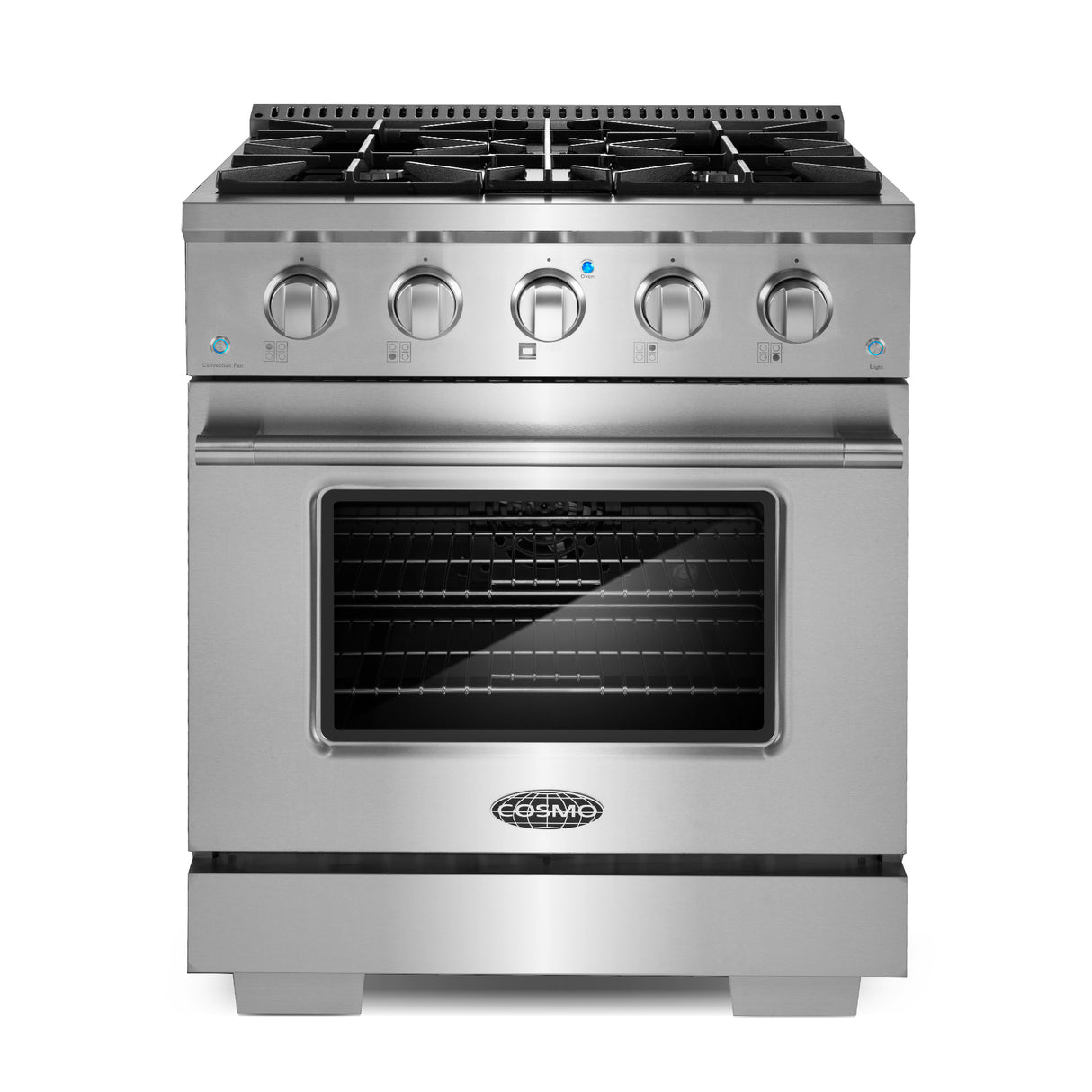 Cosmo Commercial-Style 30" 3.5 cu. ft. Gas Range with 4 Burners and Heavy Duty Cast Iron Grates in Stainless Steel