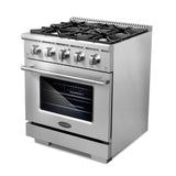 Cosmo Commercial-Style 30" 3.5 cu. ft. Gas Range with 4 Burners and Heavy Duty Cast Iron Grates in Stainless Steel