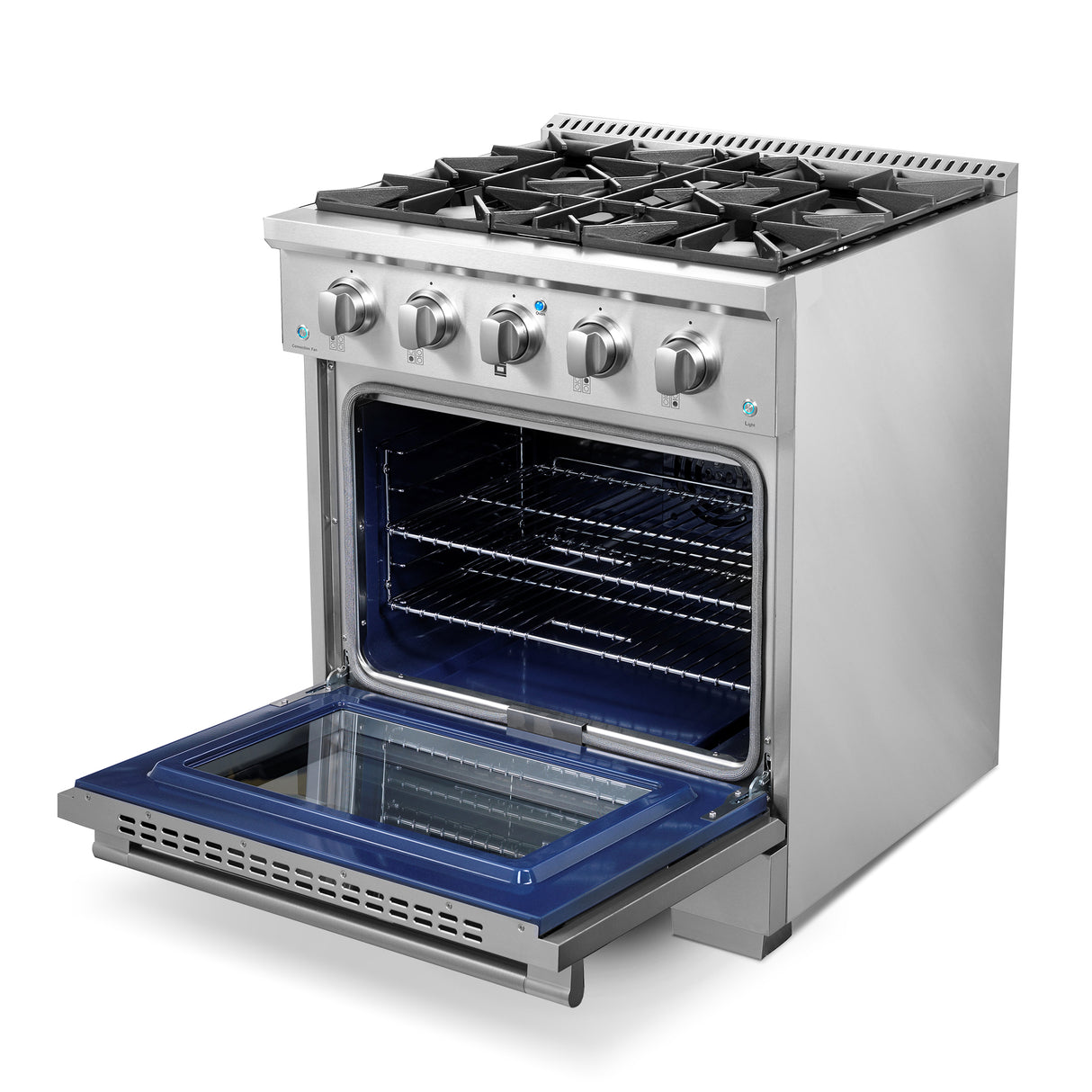 Cosmo Commercial-Style 30" 3.5 cu. ft. Gas Range with 4 Burners and Heavy Duty Cast Iron Grates in Stainless Steel