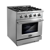 Cosmo Commercial-Style 30" 3.5 cu. ft. Gas Range with 4 Burners and Heavy Duty Cast Iron Grates in Stainless Steel