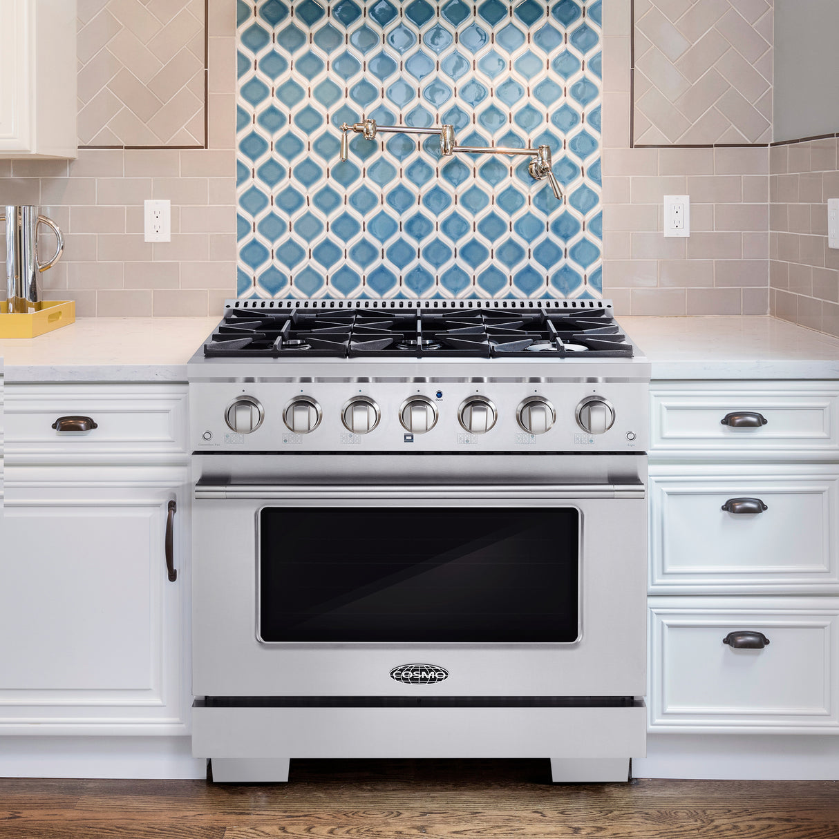 Cosmo Commercial-Style 36" 4.5 cu. ft. Gas Range with 6 Italian Burners and Heavy Duty Cast Iron Grates in Stainless Steel