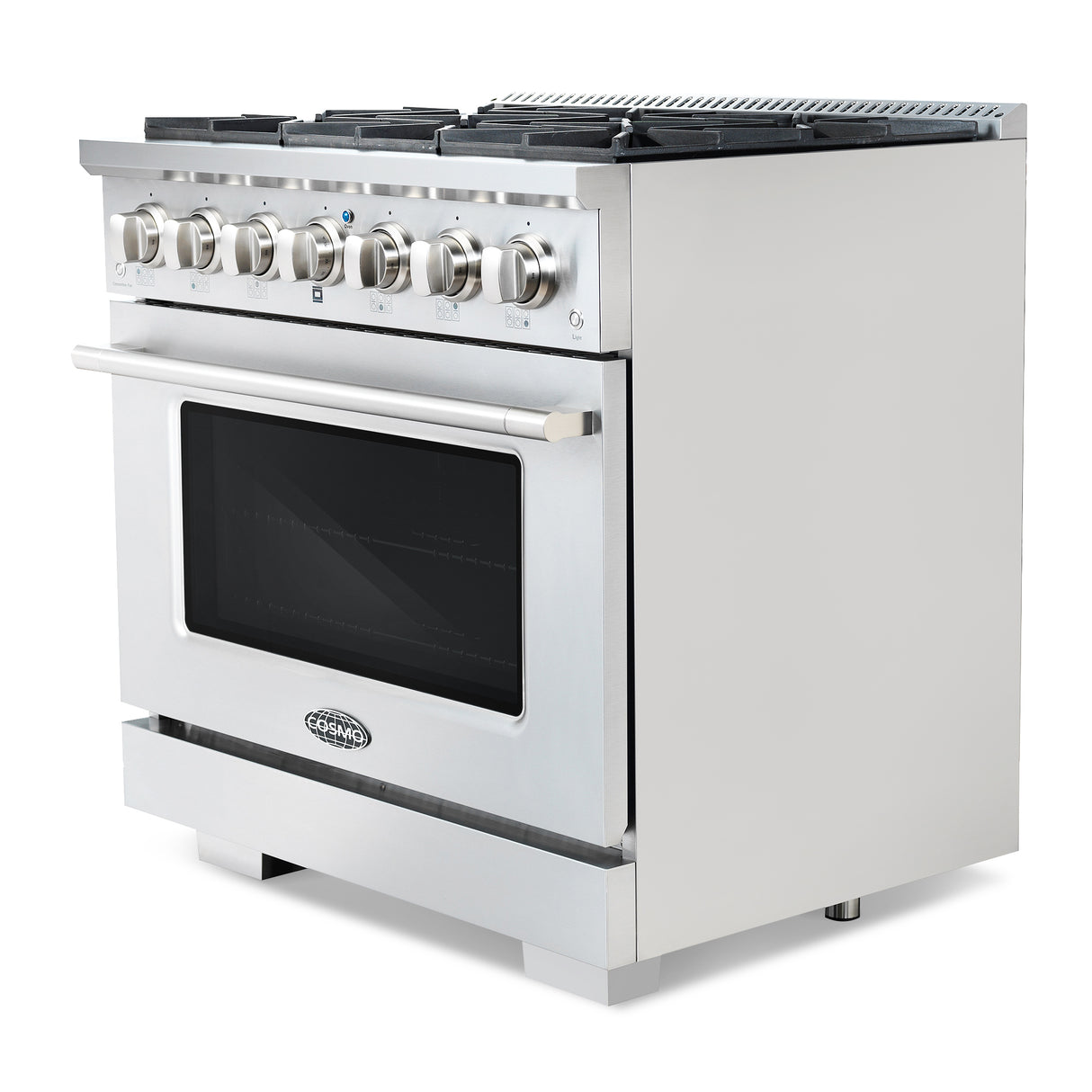 Cosmo Commercial-Style 36" 4.5 cu. ft. Gas Range with 6 Italian Burners and Heavy Duty Cast Iron Grates in Stainless Steel