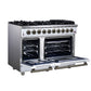 FORNO Massimo 48" 6.58 cu. ft. Freestanding Gas Range with 8 Sealed Burners, Air Fryer Kit, Wok Support & Griddle in White with Antique Brass Accents, FFSGS6239-48WHT