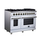 FORNO Massimo 48" 6.58 cu. ft. Freestanding Gas Range with 8 Sealed Burners, Air Fryer Kit, Wok Support & Griddle in White with Antique Brass Accents, FFSGS6239-48WHT