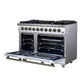 FORNO Massimo 48" 6.58 cu. ft. Freestanding Gas Range with 8 Sealed Burners, Air Fryer Kit, Wok Support & Griddle in White with Antique Brass Accents, FFSGS6239-48WHT