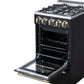 FORNO Lamazze 20" 2.05 cu.ft. Freestanding Gas Range with 4 Sealed Burners in Black with Antique Brass Accents, FFSGS6265-20BLK
