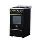 FORNO Lamazze 20" 2.05 cu.ft. Freestanding Gas Range with 4 Sealed Burners in Black with Antique Brass Accents, FFSGS6265-20BLK