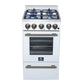 FORNO Lamazze 20" 2.05 cu.ft. Freestanding Gas Range with 4 Sealed Burners in White with Antique Brass Accents, FFSGS6265-20WHT