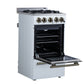 FORNO Lamazze 20" 2.05 cu.ft. Freestanding Gas Range with 4 Sealed Burners in White with Antique Brass Accents, FFSGS6265-20WHT