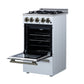 FORNO Lamazze 20" 2.05 cu.ft. Freestanding Gas Range with 4 Sealed Burners in White with Antique Brass Accents, FFSGS6265-20WHT