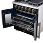 FORNO Capriasca 30" 4.32 cu. ft. French Door Gas Range with 5 Brass Burners, Air Fryer Kit, Rotisserie Kit, Wok Support & Griddle in Black with Antique Brass Accents, FFSGS6460-30BLK