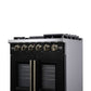 FORNO Capriasca 30" 4.32 cu. ft. French Door Gas Range with 5 Brass Burners, Air Fryer Kit, Rotisserie Kit, Wok Support & Griddle in Black with Antique Brass Accents, FFSGS6460-30BLK