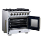 FORNO Capriasca 36" 5.36 cu. ft. French Door Gas Range with 6 Brass Burners, Air Fryer Kit, Rotisserie Kit, Wok Support & Griddle in White with Antique Brass Accents, FFSGS6460-36WHT