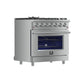 FORNO Massimo 36" 5.36 cu. ft. Freestanding Gas Range with 6 Sealed Burners, Air Fryer Kit, Wok Support & Griddle in Stainless Steel, FFSGS6239-36
