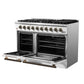 FORNO Galiano 48" 6.58 cu. ft. Gas Range with 8 Sealed Burners and Griddle in White with Antique Brass Accents, FFSGS6244-48WHT