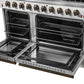 FORNO Galiano 48" 6.58 cu. ft. Gas Range with 8 Sealed Burners and Griddle in White with Antique Brass Accents, FFSGS6244-48WHT